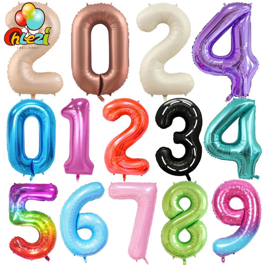 40-Inch Big Foil Birthday Balloons - Helium Number Balloon for Happy Birthday and Party Decorations