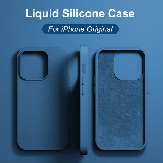 Liquid Silicone Case for iPhone 15, 14, 13, 12, 11 Pro Max, Mini, 7, 8, 6, 6s Plus, X, XR, XS Max - Shockproof Soft Cover with Water-Resistant Design.