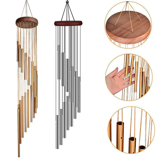 12-Tube Wind Chimes - Modern Musical Outdoor Decor with Elegant Spiral Design