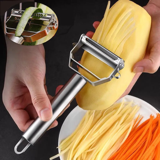 Kitchen Vegetable Peeler - Stainless Steel Double-Head Melon Planer for Effortless Fruit and Vegetable Prep